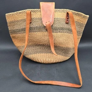 African Woven Bag Sisal Market Bag Beach Tote Handmade Shoulder Bag Purse - Picture 1 of 12