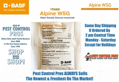 Paquete de 10 gramos Alpine WSG gránulo soluble en agua insecticida hormigas escorpiones cucaracha Foto 1 de 4