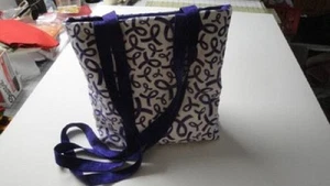 Purple Ribbons on White Background Tote Bag-Machine Quilted-Hand Made - Picture 1 of 2