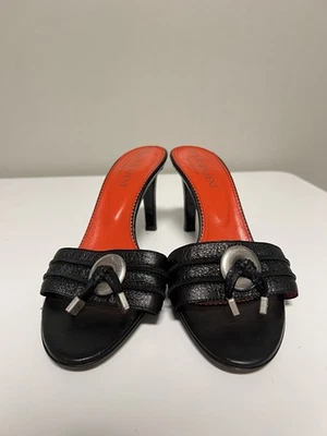 Yves Saint Laurent YSL Rive Gauche Mules hardware prata preta UE 39,5 EUA 9,5 - Imagem 1 de 4