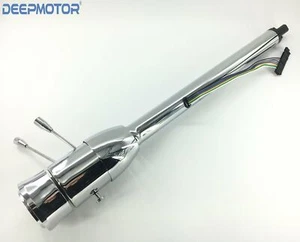 32'' Chrome Floor Tilt Manual Steering Column w/ 9 Hole Wheel Adapter No Key - Imagen 1 de 7