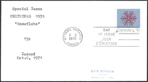 Canada #557 "CHRISTMAS SNOWFLAKES" Fine Used 1971 First Day Cover - Picture 1 of 2