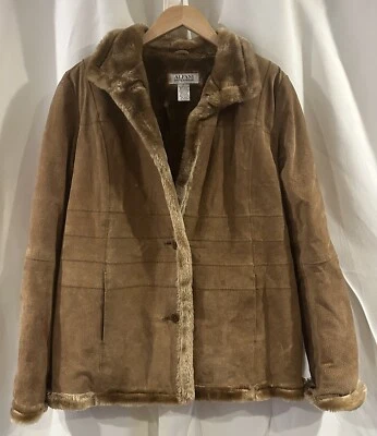 Chaqueta Abrigo Alfani Outwear Para Mujer Talla L Cuero Genuino Imitación Piel de Oveja Foto 1 de 4