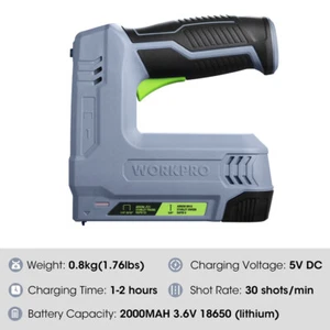 2-in-1 3.6V Electric Cordless Staple Nail Gun 2000 Staple Nail USB Charger Cable - Picture 1 of 8