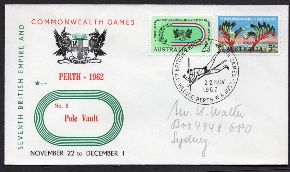 DEPORTE 1962 Perth Commonwealth Games Australia Set Cubierta Real - BÓVEDA DE POLO Foto 1 de 1