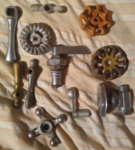 Vintage Set (11) Various Valve Lever Handles, varied metals and types Cover