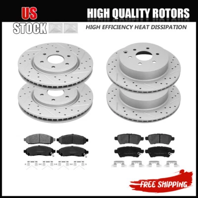Front Rear Drilled Rotors Ceramic Brake Pads Set for 2005-2012 Nissan Pathfinder - Image 1 of 4