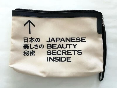 Shiseido Japanese Beauty Secrets Inside Canvas Cosmetic Pouch Clutch Bag - Image 1 of 3