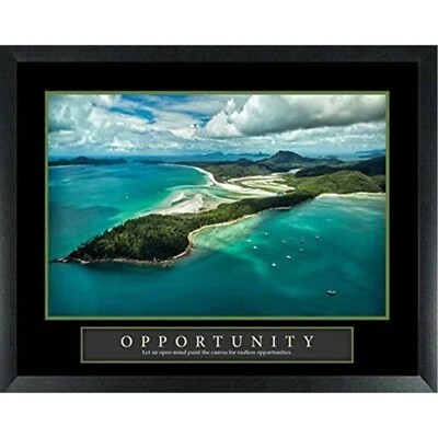 Opportunity, Island Ocean, Inspirational, Office, Framed Motivational Poster - Image 1 of 4