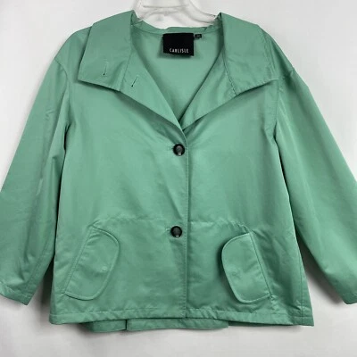 Chaqueta corta Carlisle para mujer empaquetable verde cuadrada Lagenlook talla 12 Foto 1 de 4