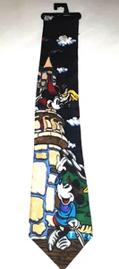 Mickey Mouse Minnie Tie Disney Store 100% Silk Castle Scene - Picture 1 of 11