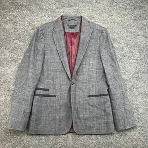 John Varvatos Blazer Jacket Mens 40 Luxe Gray Sports Coat Casual Adult Linen - Picture 1 of 14