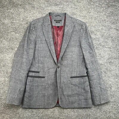 John Varvatos Blazer Jacket Mens 40 Luxe Gray Sports Coat Casual Adult Linen - Image 1 of 4