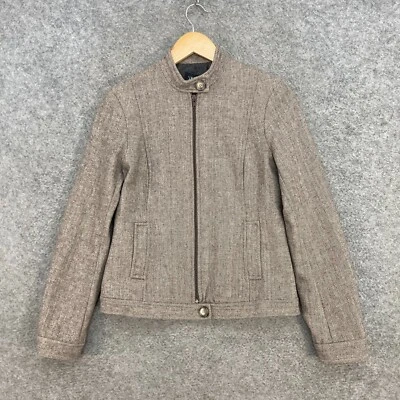 Wish Jacket Womens 12 Fits Smaller Brown Wool Blend Lined Zip 30529 - Image 1 of 4