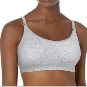 PLAYTEX Grey Nursing Seamless Racerback Wireless Crop Bra, US Medium, NWOT - Picture 1 of 4