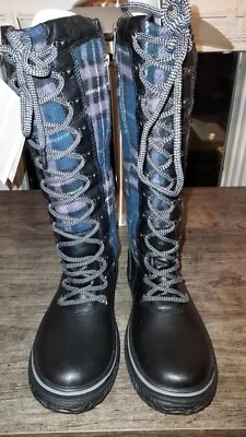 Pajar Canada Womens BUZZ Black/Purple TALL PLAID WINTER SNOW BOOTS * FLEECE NEW - Image 1 of 4
