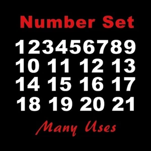 Numbers Set 1 - 21 Vinyl Decal Stickers Color WHITE - Vehicle Id Sports Boards - Picture 1 of 1