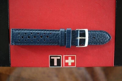 #1 TISSOT SILVER BUCKLE 19MM BLUE TROPIC CALF LEATHER WATCH BAND WATCHBAND STRAP - Photo 1/4