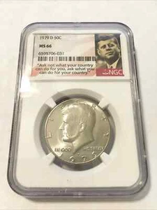 1979-D 50c Kennedy Half Dollar - NGC MS66 - JFK "Ask Not" label - Picture 1 of 2