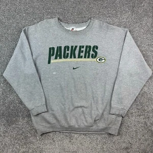 Vintage Green Bay Packers Sweatshirt Men XL Gray Nike Center Swoosh NFL Pro Line - Picture 1 of 9