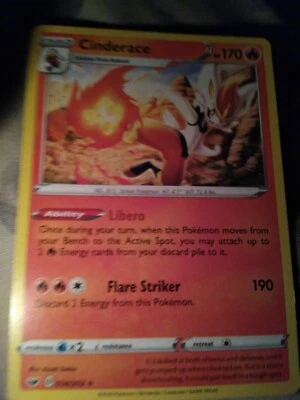 Pokémon TCG Cinderace Sword & Shield Base Set 034/202 Regular Rare - Image 1 of 3