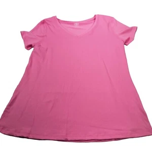 Athletic Works Women's Size Small 4-6 Tee Shirt Stretch V-Neck Short Sleeve Pink - Picture 1 of 13