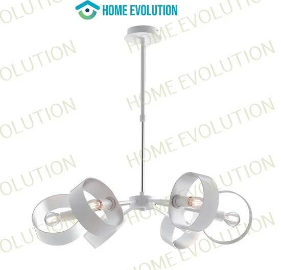 Lampadario metallo bianco con anelli  sospensione - Immagine 1 di 1