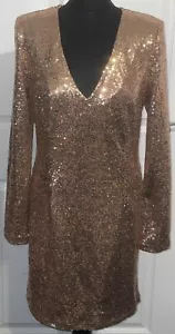 ABITO DA FESTA DONNA TAGLIA 14 NUDO ORO PAILLETTES JANE NORMAN ABBIGLIAMENTO MINIMO - Foto 1 di 7