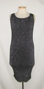 Adrienne Vittadini Black & Silver Sleeveless Ribbed Knit Sheath Tank Dress L NWT - Picture 1 of 4