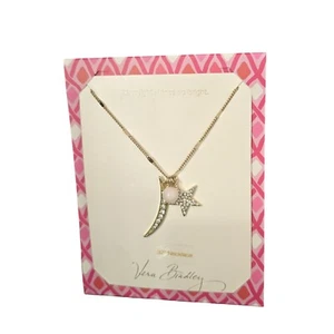 Vera Bradley Women's Long Star Charm Necklace Gold Plated Rhinestone NWT - Picture 1 of 4