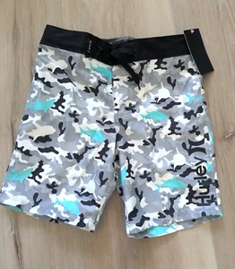 NWT Hurley Boys Size 6 Swim Board Shorts - Sharks Green Black & White - Picture 1 of 5