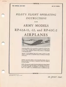 1945 AAF BELL RP-63A-11,-12 & RP-63C-2 PINBALL KINGCOBRA PILOTS FLIGHT MANUAL-CD - Picture 1 of 12