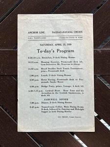 1939 TSS Transylvania "To-day's Program" / Daily Info Sheet - Anchor Line - Picture 1 of 1