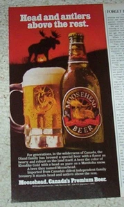 Anuncio impreso 1982 - Moosehead Canadian Lager Beer Moose familia Oland anuncio de colección - Imagen 1 de 1