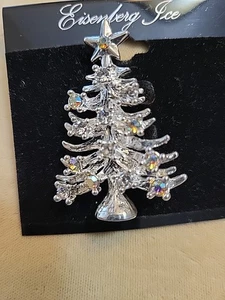 Eisenberg Ice Aurora Borealis Strass silberfarben Weihnachtsbaum Brosche - Bild 1 von 5