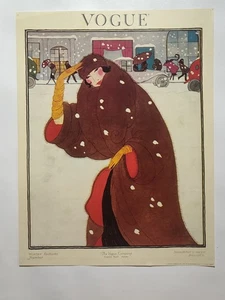 Rare Vogue Vintage Winter Fashions Conde Nast Lithograph Art Print England 1976 - Picture 1 of 8