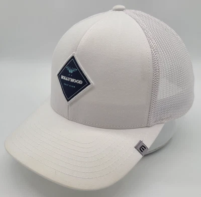 Sombrero de camionero Hollywood Golf Club blanco Travis Mathew Snapback 110 One Ten Flex Foto 1 de 4