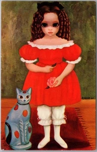 c1964 Artist-Signed Walter (Margaret) KEENE Big Eyes Postcard "CALICO CAT" - Picture 1 of 2