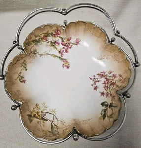 Antique Doulton Burslem Porcelain Dish, & Metal Basket  3784 c.1914 Rare Elegant - Picture 1 of 24