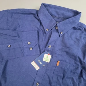 Izod Shirt Men M Blue Long Sleeve Button Down Soft Cotton Blend Wicking Quick - Picture 1 of 6