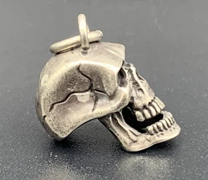 VTG .925 Silver Skull Memento Mori Charivari Pocket Watch Chain Pendant Fob 7g - Picture 1 of 6