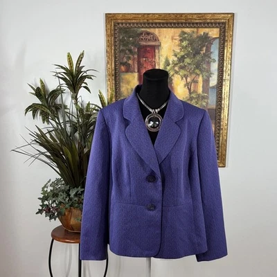 Blazer Le Suit Mujer Plus 14W Púrpura Dos Botones Frontal Solapa Muesca Cuello Preppy Foto 1 de 4