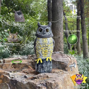 Búho Solar con Ojos Brillantes, Cabeza Giratoria, Sonido Hoot, Detector de Movimiento y S... - Imagen 1 de 12