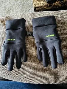 HEAD Kids’ Touchscreen Gloves 4-way Stretch Black&green size M 6”long 3” wide - Picture 1 of 7