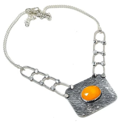 Giallo Onice Gemma Fatto a Mano 925 Argento Sterling Gioielli Collana 45.7cm - Immagine 1 di 4