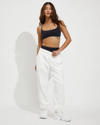LEFT ON FRIDAY Sports & Rec White Jogger Sweatpants Women Large Cotton Lounge - Image 1 of 4