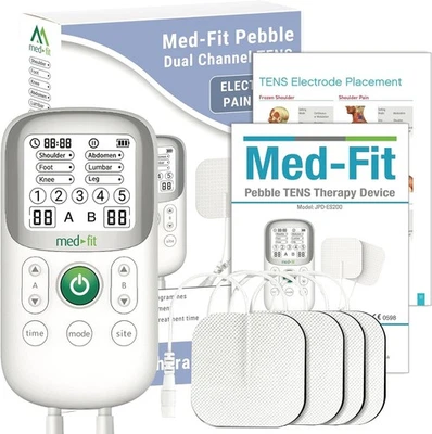 Med-Fit Pebble Dual Channel TENS & EMS Machine: 30 Programmes for Pain Relief - Image 1 of 4