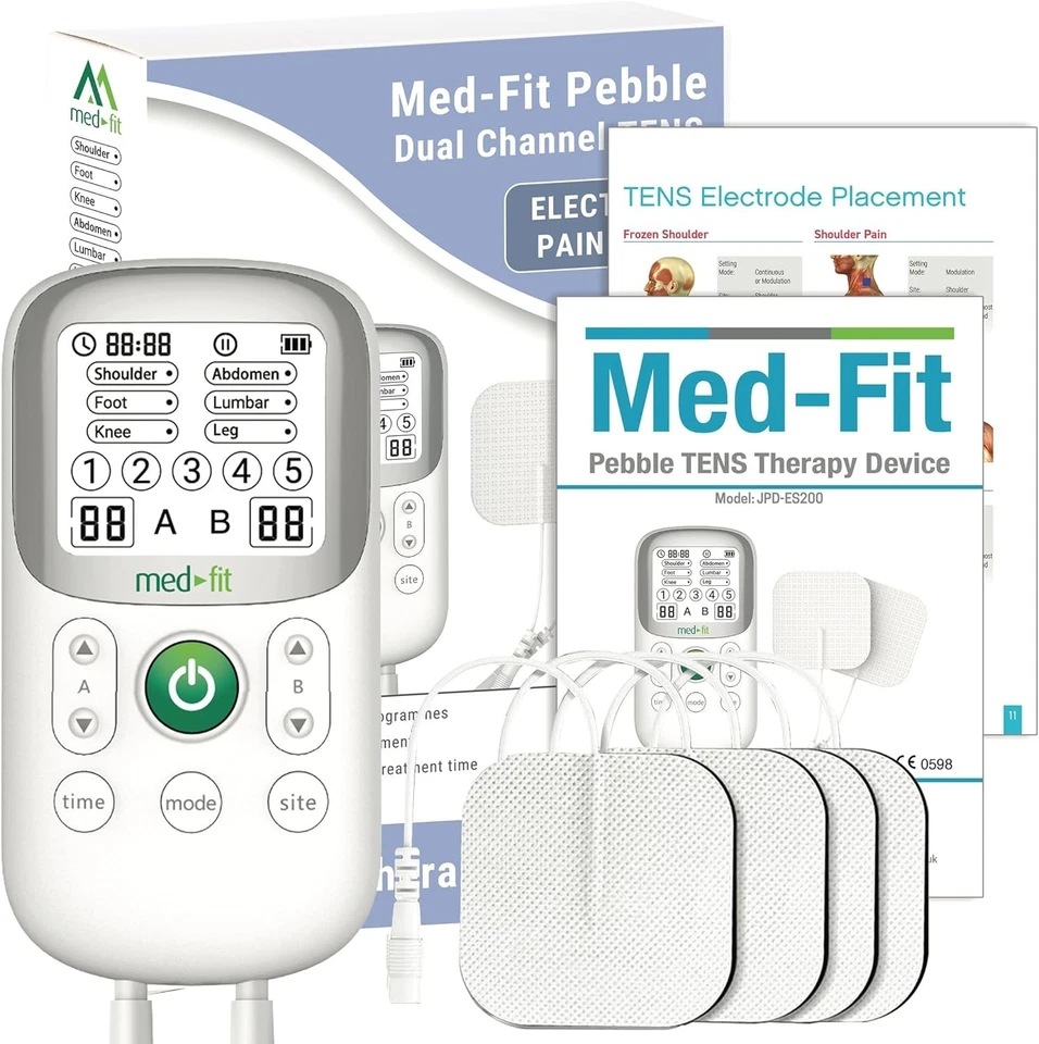 Med-Fit Pebble Dual Channel TENS & EMS Machine: 30 Programmes for Pain Relief - Image 1 of 4