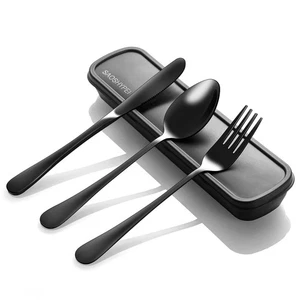 Juego de utensilios portátiles con estuche 4 piezas cubiertos reutilizables de acero inoxidable para - Imagen 1 de 6