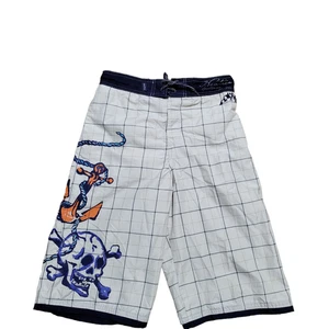 Nautica Swim Trunks XL White Graphic Skull Crossbones Beach Pool Retro - Picture 1 of 20